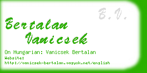 bertalan vanicsek business card